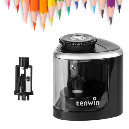 TENWIN Electrical Pencil Sharpener Student Stationery Semi-Automatic Sharpeners Battery Model(Black) - Pencil Sharpener by TENWIN | Online Shopping UK | buy2fix