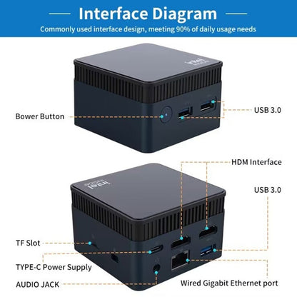 N100/DDR5 12th AlderLake-N100 Dual 4K60Hz Office And Home Mini PC, Spec: 12G+1TB /EU Plug - Windows Mini PCs by buy2fix | Online Shopping UK | buy2fix