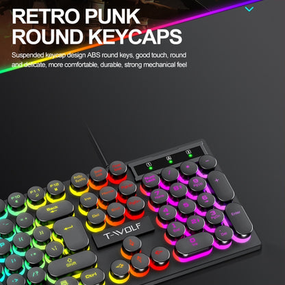 T-WOLF T80 104-Keys RGB Illuminated Office Game Wired Punk Retro Keyboard, Color: Pink - Wired Keyboard by T-WOLF | Online Shopping UK | buy2fix