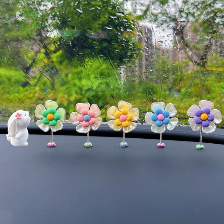 5pcs /Set Cute Cartoon Flower Car Shaking Ornament Car Dashboard Decoration, Style: Transparent - Ornaments by buy2fix | Online Shopping UK | buy2fix