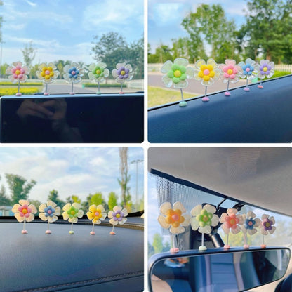 5pcs /Set Cute Cartoon Flower Car Shaking Ornament Car Dashboard Decoration, Style: Green Leaf Transparent - Ornaments by buy2fix | Online Shopping UK | buy2fix