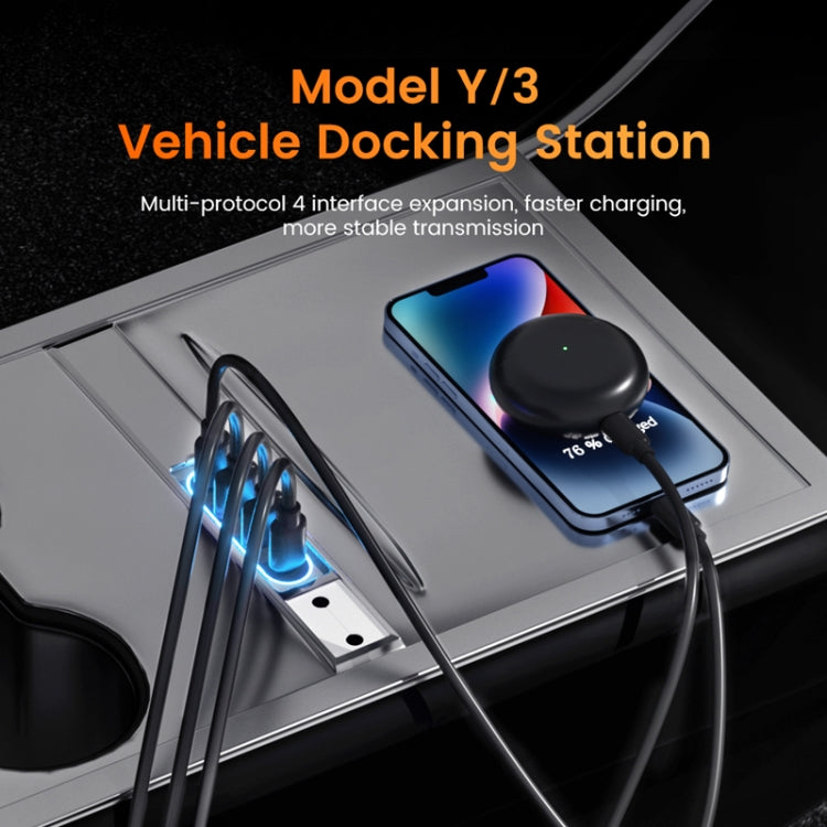 For Tesla Model 3/Y Center Control Type-C Multi-Port Fast Charging USB HUB Docking Station, Model: Dual Wire Gray - DIY Modified Charger by buy2fix | Online Shopping UK | buy2fix