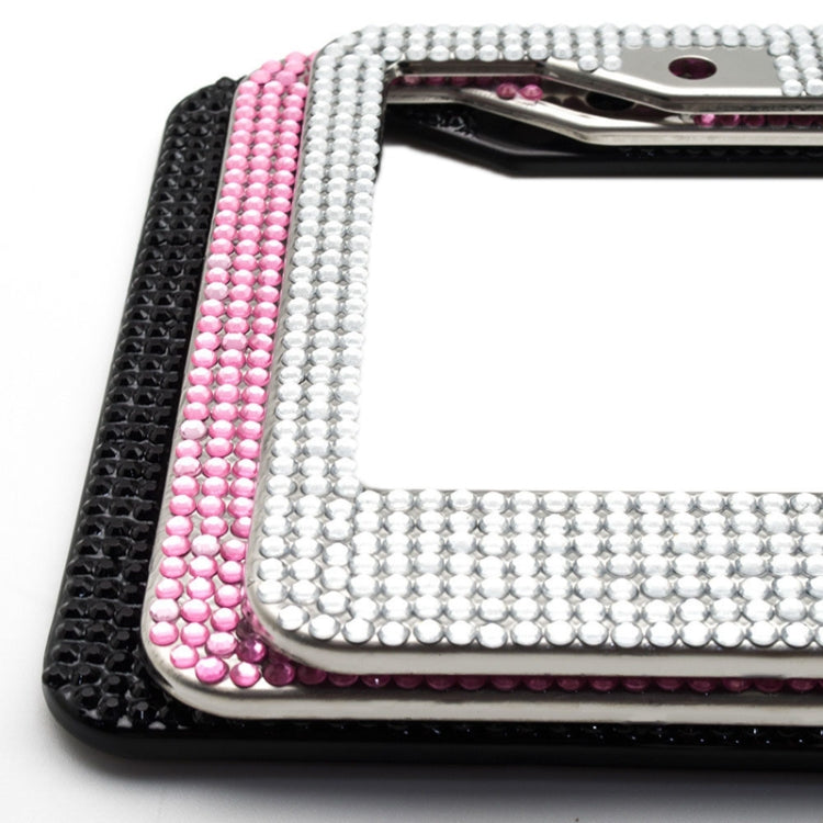 US Standard Stainless Steel License Plate Modified Frame With Diamonds, Color: Square Hole Black Diamond - License Plate Covers & Frames by buy2fix | Online Shopping UK | buy2fix