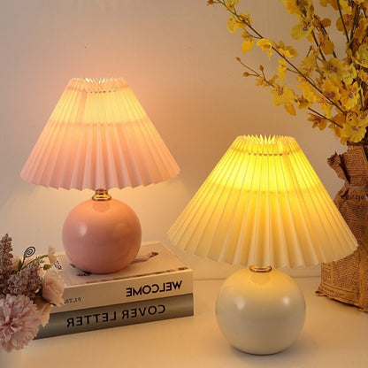 Table Lamp Shade Pleated KD Bedside Fabric Woven Lampshade Bedroom Floor Lamp Housing(Apricot) - Lamp Shades by buy2fix | Online Shopping UK | buy2fix