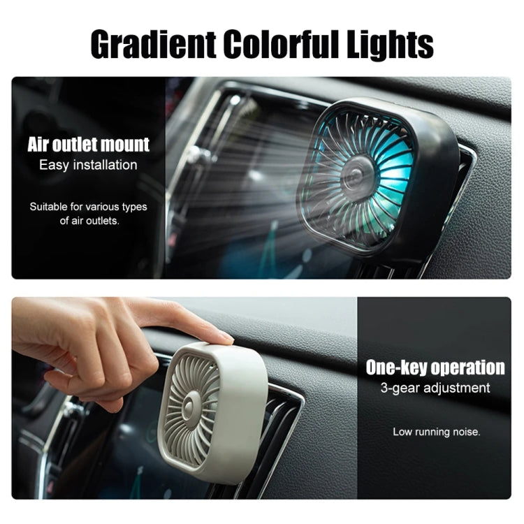 F11 Car USB Colorful Gradient Light Cooling Fan Automotive Interior, Color: Khaki - Heating & Fans by buy2fix | Online Shopping UK | buy2fix