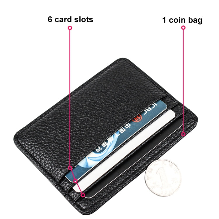 Lychee Pattern Multi-Card Slot Mini Card Holder Ultra-thin Coin Purse(Blue) - Card & Passport Bags by Pieru | Online Shopping UK | buy2fix