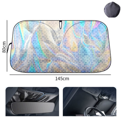 145x80cm Car Front Windshield Sun Protection Laser Sunshade Blinds, Style: Double Circle Sun Visor - Window Foils & Solar Protection by buy2fix | Online Shopping UK | buy2fix