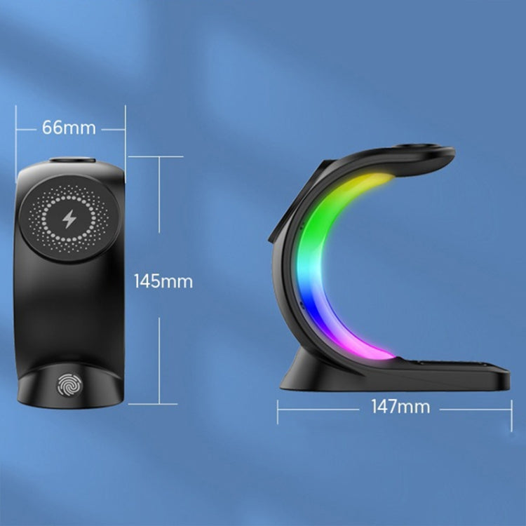 T17 3-in-1 RGB Atmosphere Light MagSafe Phone Watch Earphone Wireless Charger, Color: White with AU Plug - Wireless Charger by buy2fix | Online Shopping UK | buy2fix