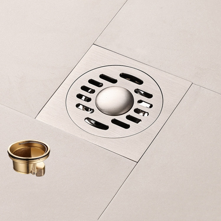 All Copper Brushed Anti-Odor Floor Drain Gravity Copper Core Bathroom Floor Drain, Specification: Round Straight Strip Dual Use - Drain Strainers by buy2fix | Online Shopping UK | buy2fix