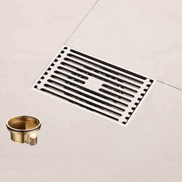 All Copper Brushed Anti-Odor Floor Drain Gravity Copper Core Bathroom Floor Drain, Specification: 9x14cm Long Medium Drain - Drain Strainers by buy2fix | Online Shopping UK | buy2fix