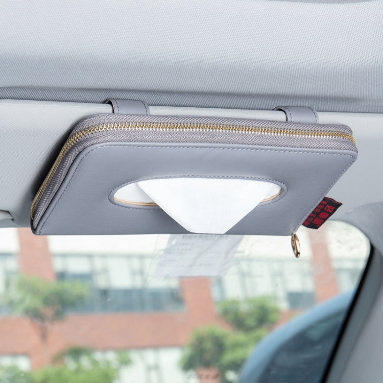 Car Sun Visor Skylight Hanging Tissue Box(H052 Gray) - Stowing Tidying by buy2fix | Online Shopping UK | buy2fix