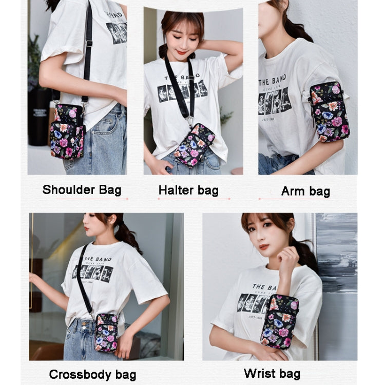 Printed Crossbody Mobile Phone Bag Mini Wallet With Arm Band, Style: Coffee Printed - Single-shoulder Bags by buy2fix | Online Shopping UK | buy2fix