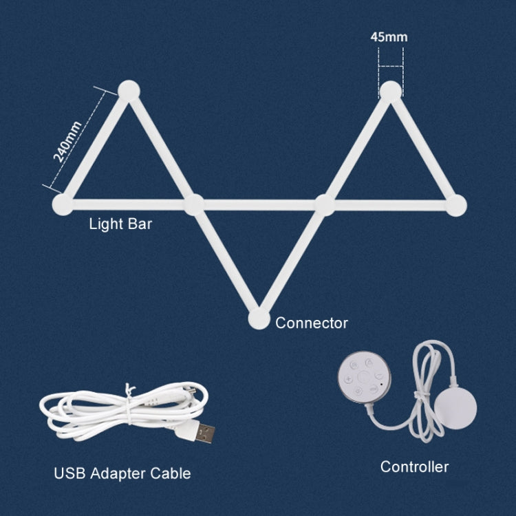 JSK-P22 5V Bluetooth RGB Stitching Light E-Sports Atmosphere Decorative Lamp, Style: 6 Sections+USB To DC Line+UK Plug(Black) - Novelty Lighting by buy2fix | Online Shopping UK | buy2fix