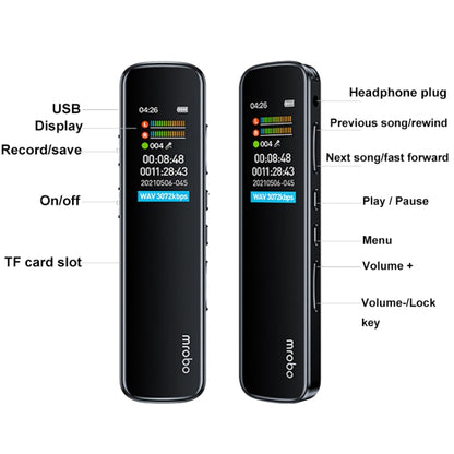 Mrobo RV-19 0.96-inch HD Screen 3D Noise Reduction Recording Pen Music Player, Capacity: 4GB(Black) - Recording Pen by Mrobo | Online Shopping UK | buy2fix