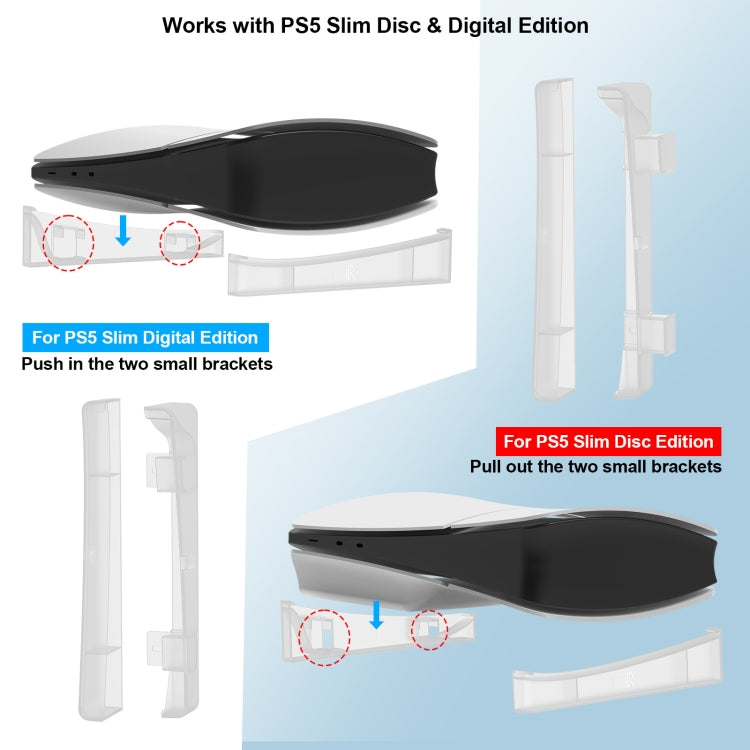 For PS5 Slim JYS-P5189 Console Horizontal Placement Stand Digital / Optical Drive Version Universal Storage Mount(Transparent) - Holder by JYS | Online Shopping UK | buy2fix