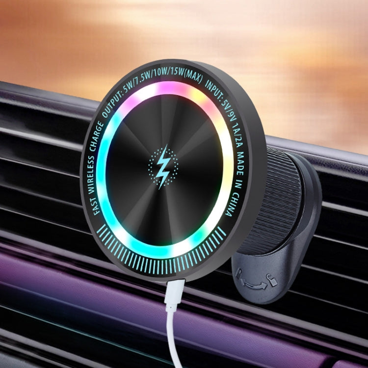 Magsafe 15W Magnetic Colorful Light Wireless Charging Mobile Phone Holder, Color: A9 Air Outlet Silver - Wireless Charger Holders by buy2fix | Online Shopping UK | buy2fix