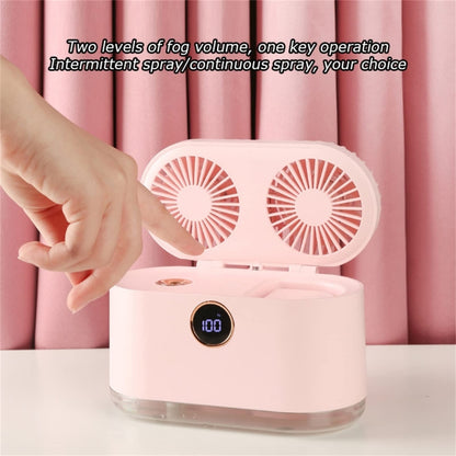 WT-818 Dual-leaf Spray Smart Digital Display Desktop Fan Night Light Humidification Cooler(Pink) - Electric Fans by buy2fix | Online Shopping UK | buy2fix