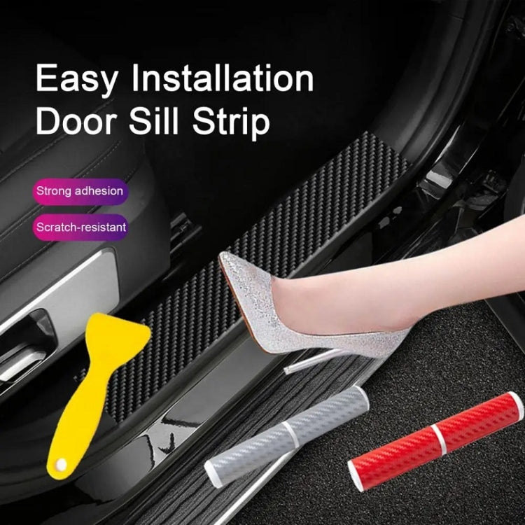 4pcs/Set Car Door Sill Strip PVC Anti-scratch Anti-dirt Protective Film(Carbon Fiber Black) - Auto Film by buy2fix | Online Shopping UK | buy2fix