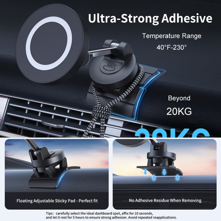 Center Console 360 Rotating Magnetic Car Phone Holder Zinc Alloy Automotive Navigation Bracket(Black) - Car Holders by buy2fix | Online Shopping UK | buy2fix