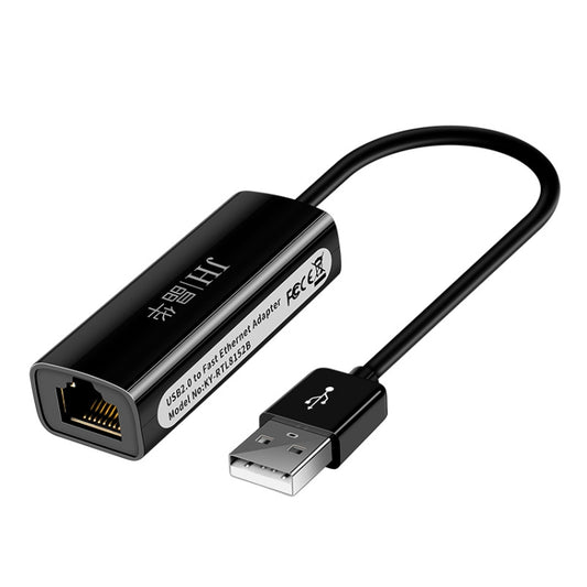 JINGHUA USB2.0 To RJ45 100Mbps Network Card Network Interface Box Laptop Network Card Free Driver(Black) - USB Network Adapter by JINGHUA | Online Shopping UK | buy2fix