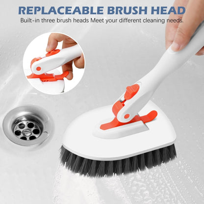 Shower Cleaning Brush With 52 Inch Adjustable Handle Tub Tile Scrubber Brush, Spec: Set 5 - Handheld Cleaner & Mops by buy2fix | Online Shopping UK | buy2fix