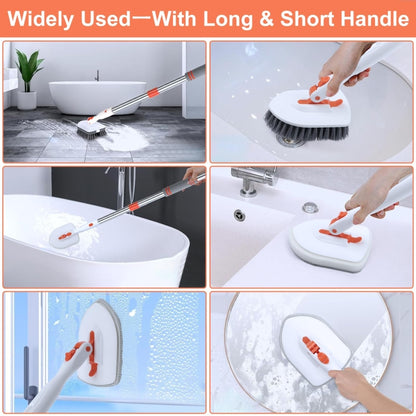 Shower Cleaning Brush With 52 Inch Adjustable Handle Tub Tile Scrubber Brush, Spec: Set 5 - Sponges, Cloths & Brushes by buy2fix | Online Shopping UK | buy2fix