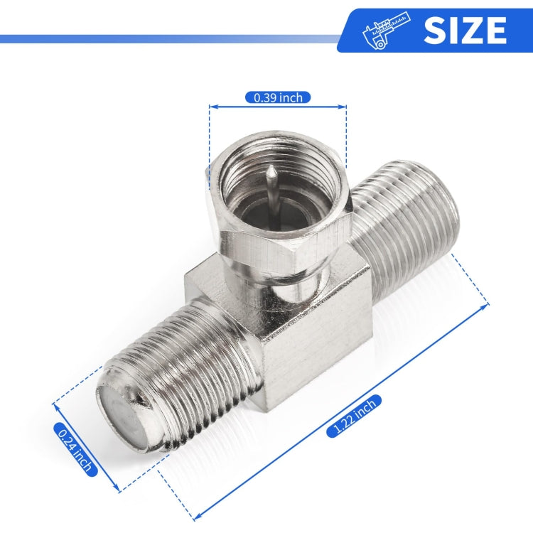 F Type Splitter 3 Way Connector F Male To Dual F Female Coaxial Connector Adapter - Connectors by buy2fix | Online Shopping UK | buy2fix