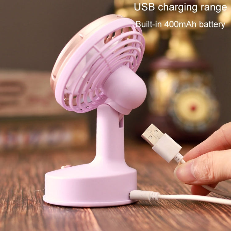 Retro Desktop USB Charging Small Fan 90 Degree Adjustable Angle Fan(Milk White) - Electric Fans by buy2fix | Online Shopping UK | buy2fix