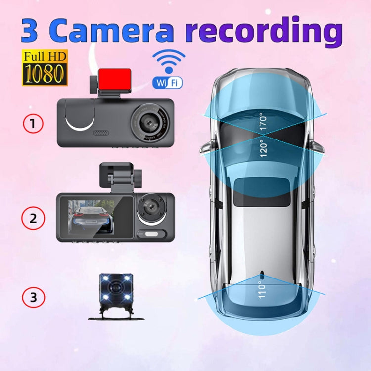 High-Definition Night Vision Driving Recorder, Model: Triple Recording With WIFI Mobile Playback - Car DVRs by buy2fix | Online Shopping UK | buy2fix