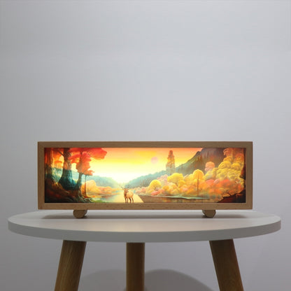 Warm Light Touch Control Wooden Acrylic Atmosphere Lightbox Decoration Painting Night Light(Walnut) - Night Lights by buy2fix | Online Shopping UK | buy2fix