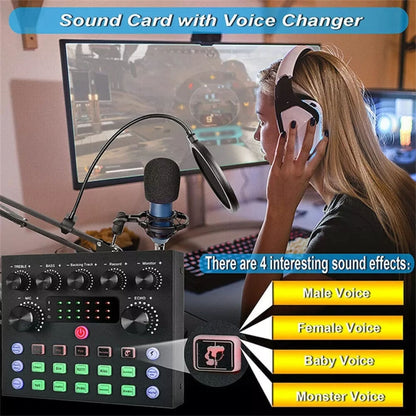 V8S Audio Mixer Live Voice Changer External Sound Card, Color: Black - Live Sound Effects Processors by buy2fix | Online Shopping UK | buy2fix