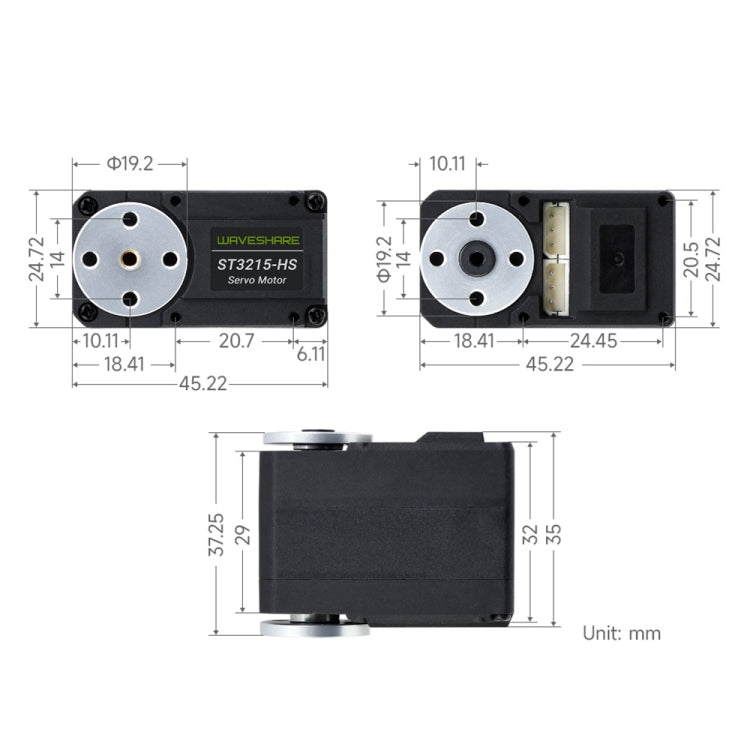 Waveshare 25127 20kg.Cm 106PRM High Speed Bus Servo Motor(ST3215-HS) - Motor Module by Waveshare | Online Shopping UK | buy2fix