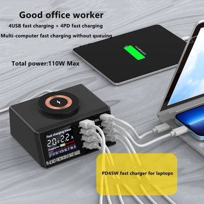 X9M 9-in-1 110W USB+PD Smart Multi-ports QI Magnetic Wireless Charger, Spec: White UK Plug - Multifunction Charger by buy2fix | Online Shopping UK | buy2fix