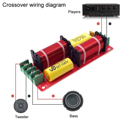 WEAH-2503 High and Low 2-way Speaker Crossover Hi-Fi Home Audio Solderless Divider(A Type Yellow Capacitor) - Audio Crossover by buy2fix | Online Shopping UK | buy2fix