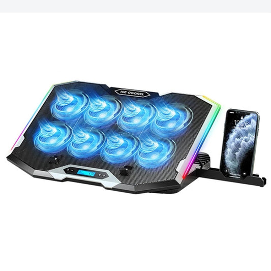 ICE COOREL 8-Fans Adjustable Laptop Stand Radiator With RGB Ambient Light(K10) - Cooling Pads by ICE COOREL | Online Shopping UK | buy2fix