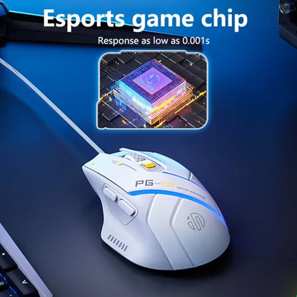 Inphic PG1 RGB Light Emitting Computer Gaming Wired Mouse(White) - Wired Mice by Inphic | Online Shopping UK | buy2fix