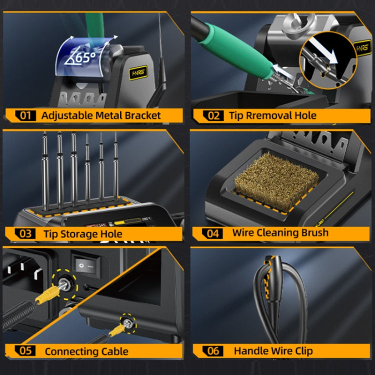 FNIRSI 200W Intelligent Constant Temperature Electric Soldering Iron Station, Set: US Plug F245 B Head - Electric Soldering Iron by FNIRSI | Online Shopping UK | buy2fix