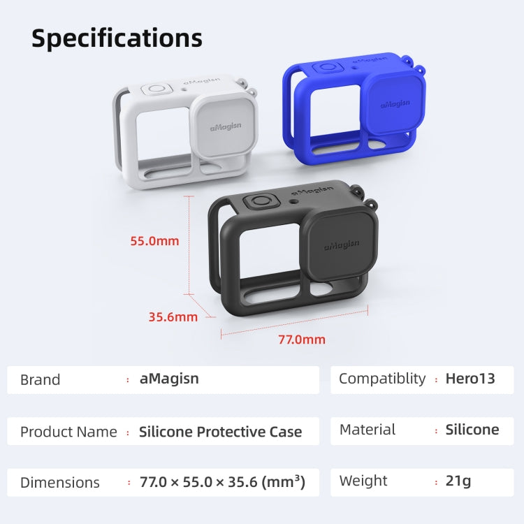 For GoPro HERO13 Black AMagisn Silicone Case Protective Cover(Black) - Silicone Cases by aMagisn | Online Shopping UK | buy2fix