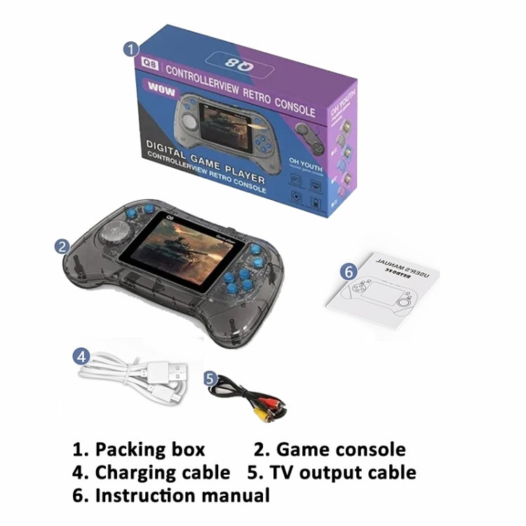 Q8 Handheld Game Console 3.0 Inch Screen Support TV Connection Built In 800 Games Doubles Transparent Gray - Pocket Console by buy2fix | Online Shopping UK | buy2fix