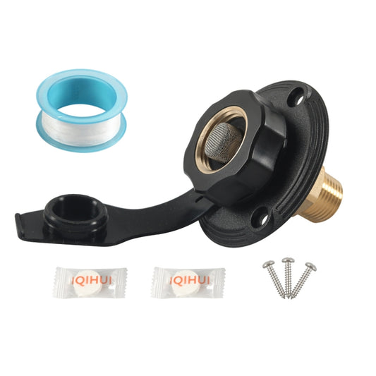 RV Brass Water Inlet Check Valve Yacht Accessories, Color: Black+Raw Tape - Marine Accessories & Parts by buy2fix | Online Shopping UK | buy2fix