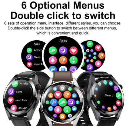 1.43 inch AMOLED Screen Smartwatch Heart Rate Blood Pressure Monitoring Bluetooth Talking Sports Watch, Color: Silver Leather Strap - Smart Watches by buy2fix | Online Shopping UK | buy2fix