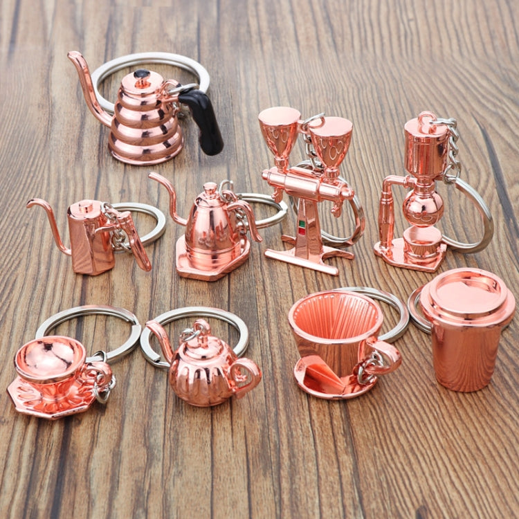 Mini Metal Keychain Coffee Utensils Decorative Pendant, Style: Strainer Cup Rose Gold - Key Rings by buy2fix | Online Shopping UK | buy2fix