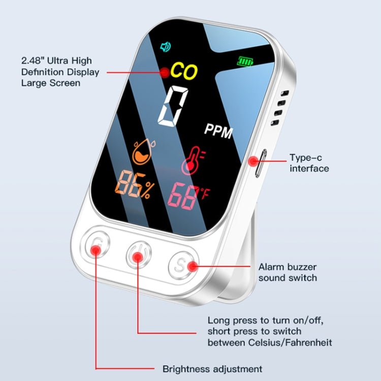 3 In 1 Multifunctional Portable Carbon Monoxide Detector(White) - Air & Water Quality Tester by buy2fix | Online Shopping UK | buy2fix