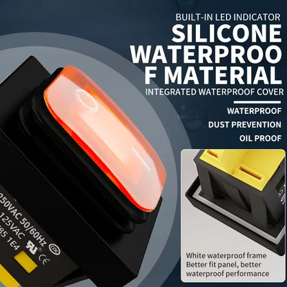 FILN 220V 30A Split Dustproof Boat-type Switch With Light, Specifications: No Waterproof 6 Pin 3 Gear Green Light - Car Switches by FILN | Online Shopping UK | buy2fix