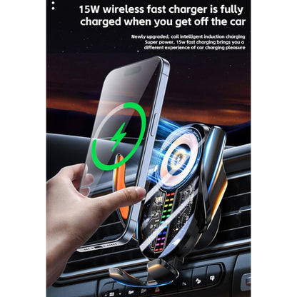 15W Car Sound Pickup Atmosphere Light Wireless Mobile Phone Charging Stand(Silver) - Wireless Charger Holders by buy2fix | Online Shopping UK | buy2fix