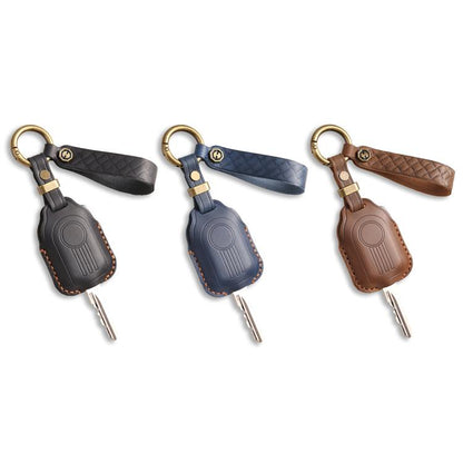 Hallmo For Peugeot Django 150 Motorcycle Natural Cowhide Key Protective Cover(Blue) - Car Key Cases by Hallmo | Online Shopping UK | buy2fix