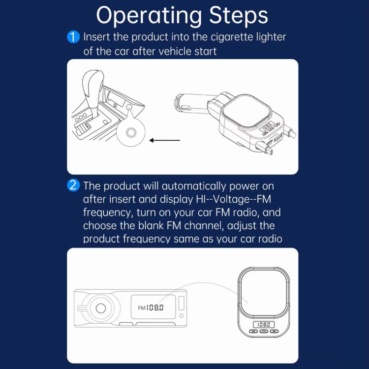 BC97 Dual Retractable Cable Car Charger Automobile Bluetooth MP3 Player - Car Charger by buy2fix | Online Shopping UK | buy2fix