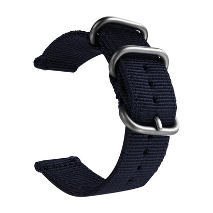 Washable Nylon Canvas Watchband, Band Width:20mm(Dark Blue with Silver Ring Buckle) - Watch Accessories & Parts by buy2fix | Online Shopping UK | buy2fix