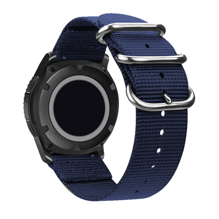 Washable Nylon Canvas Watchband, Band Width:20mm(Dark Blue with Silver Ring Buckle) - Watch Accessories & Parts by buy2fix | Online Shopping UK | buy2fix