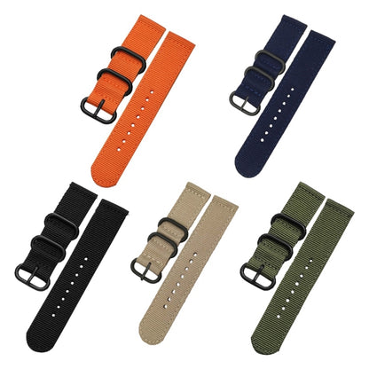 Washable Nylon Canvas Watchband, Band Width:22mm(Khaki with Black Ring Buckle) - Watch Accessories & Parts by buy2fix | Online Shopping UK | buy2fix